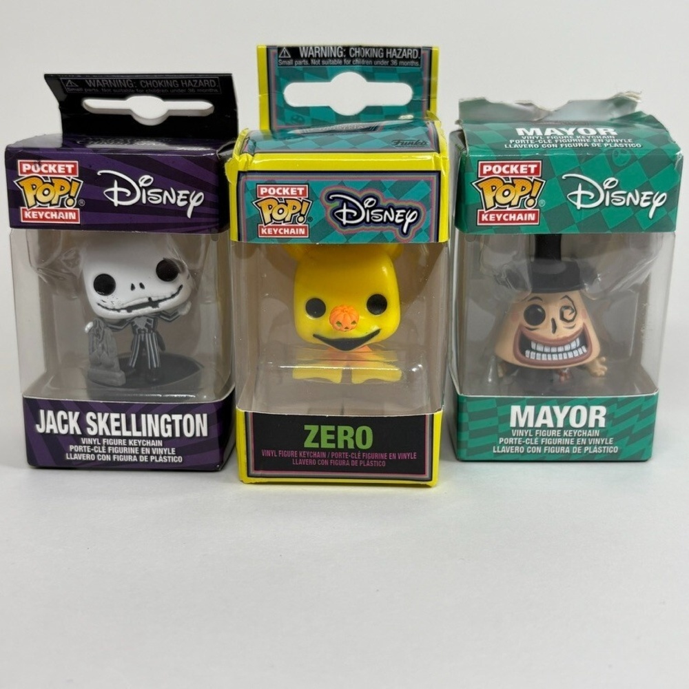 (3) NEW Disney Funko Pocket Pop! Keychains The Nightmare Before Christmas Charac